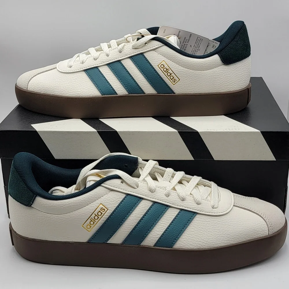 Adidas VL Court 3.0 Mens Sneakers Wonder White Collegiate Green Gum Size 12